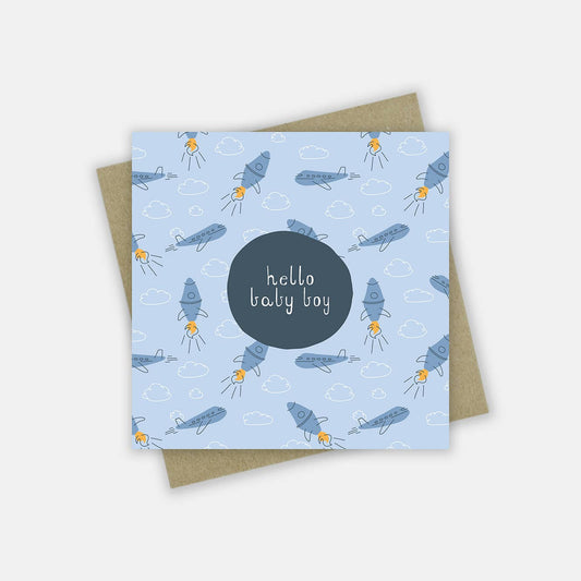 Greeting Card | Baby Boy Rockets + Planes