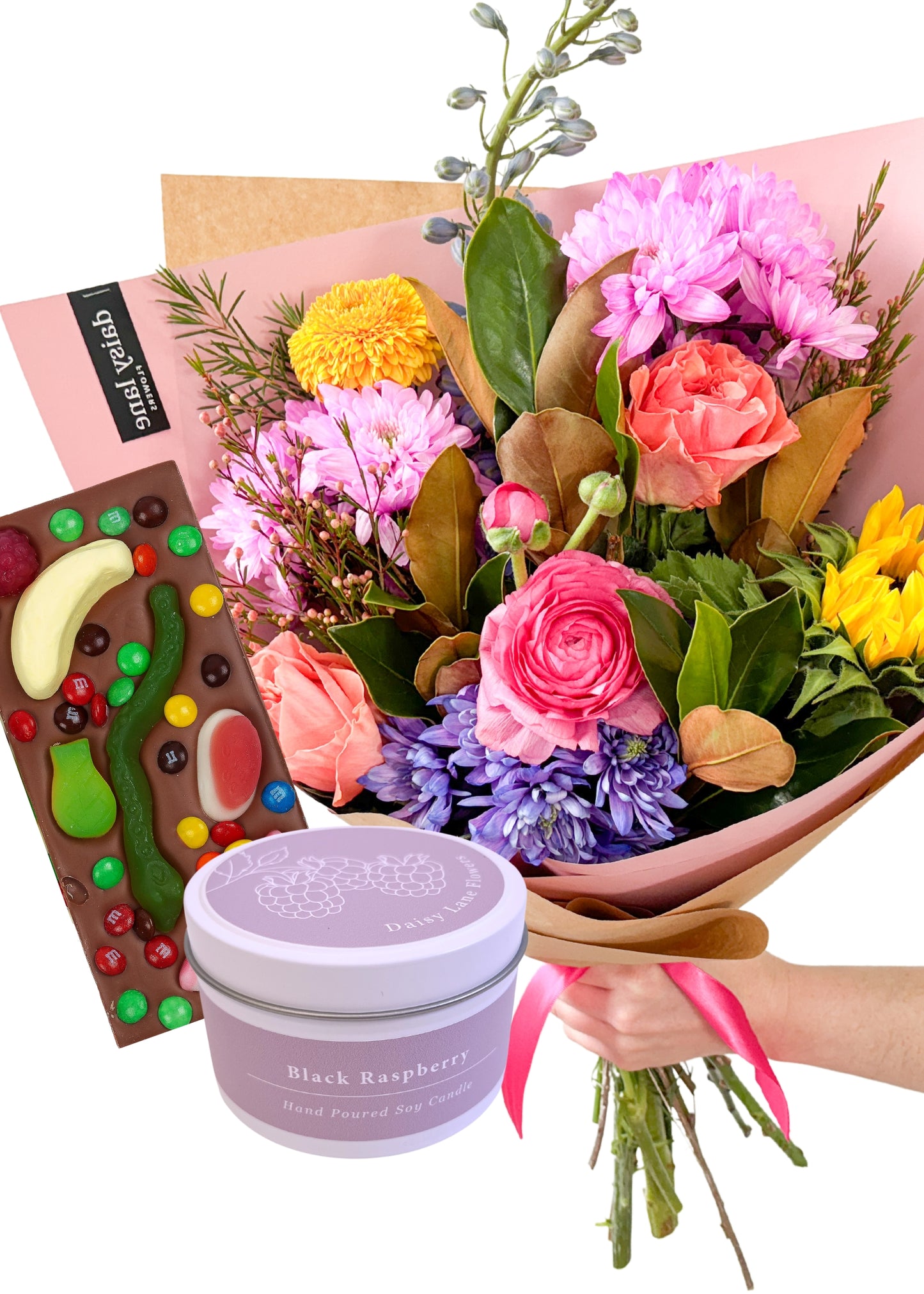 Flowers + DLF Candle + Chocolate Block